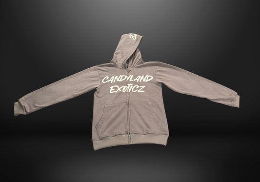 Candyland Exoticz “Signature Script” Zip Hoodie - Grey